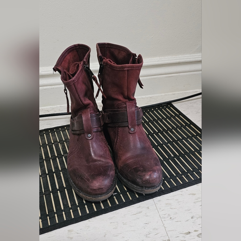 Burgundy Leather Ankle Boots size 6